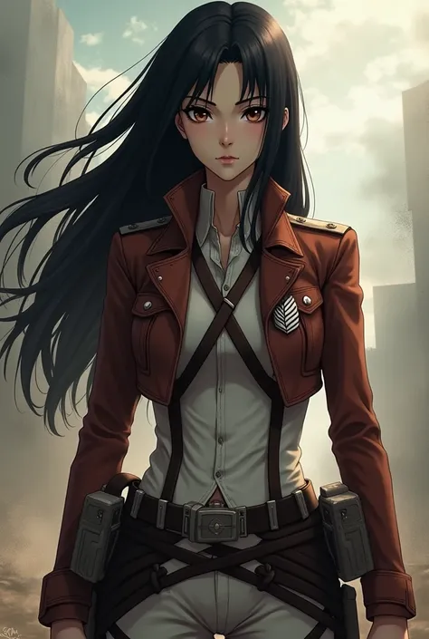 Mikasa from Attack On Titan, long hair, 