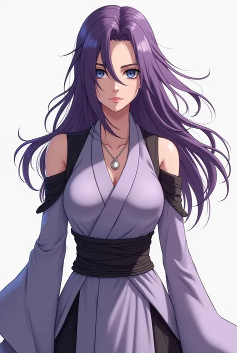 Hair: Start by designing long, wavy purple hair. The hair should naturally fall on the sides with some stray strands to add movement and appeal. Make the hair look like its blowing in the wind for a dramatic effect.

Clothing: Choose a Naruto-style ninja o...