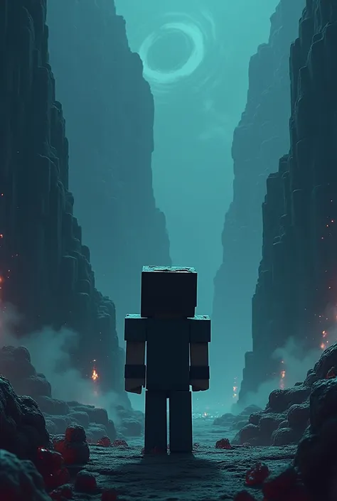 Minecraft stail Hades looking forward with hands down