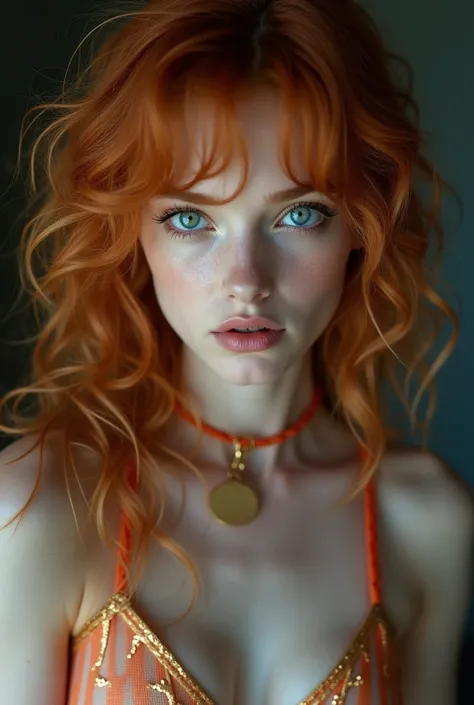 (((((nsfw))))) , (((((without drawings))))), young Caucasian woman ,  Pale white skin ,  detailed skin, pele  highly defined  1:1.6, light redhead ,  long curly hair ,  very curly hair 1 :1.6,  intense blue eyes ,  highly defined eyes ,  outlined and intri...