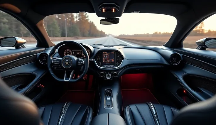 Front seat view of  Pagani Utopia 2025 black