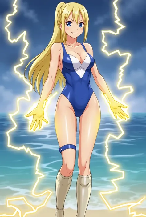 blue_eyes
yellow_lightning
Boots
tsundere
breasts
sexy
collarbone
lots of electricity
highschoolstudent
lots of powerful_lightning
ponytail
powerful_lightning from hands
lightning_between_hands
solo
standing
Blue_and_white_swimsuit
Lightning symbol
1girl
v...