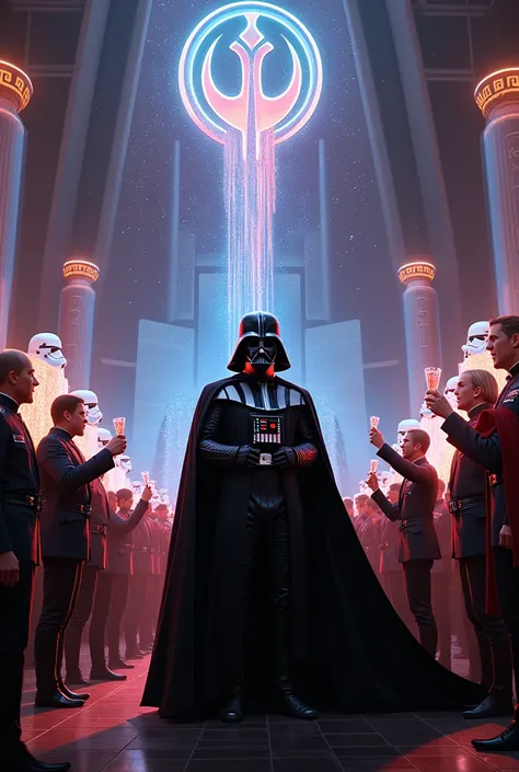 Darth Vader throwing a party celebrating New Year 2025 