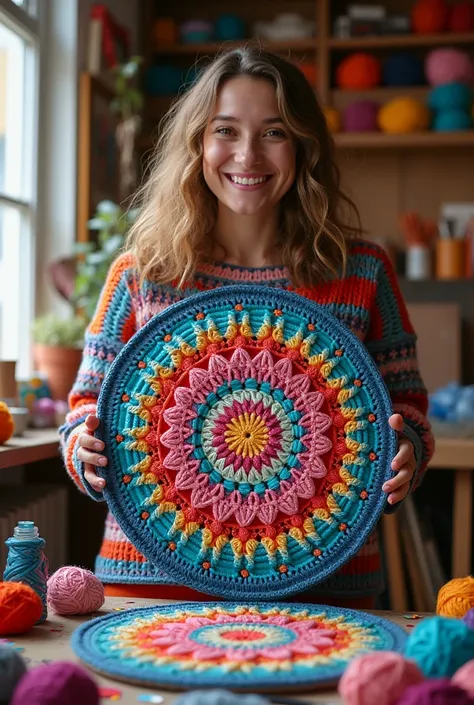 2025 Happy New Year wishes from a crochet mandala painter. 