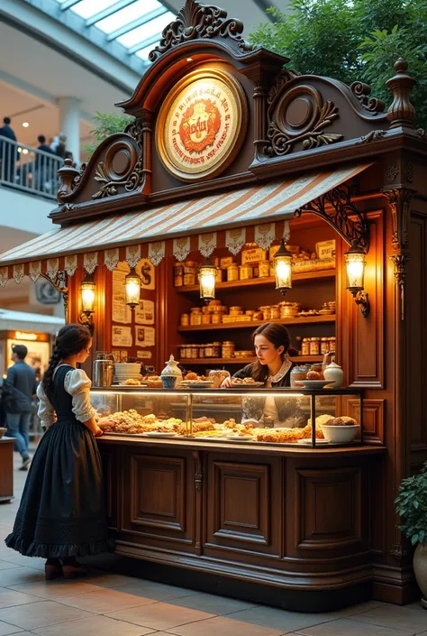 3×3 meters Victorian interior design food booth in a mall