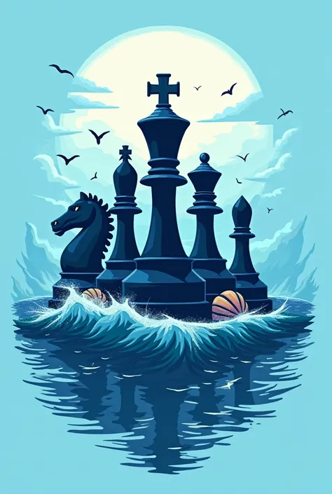 Generate logo of Chess Warriors Club in ocean