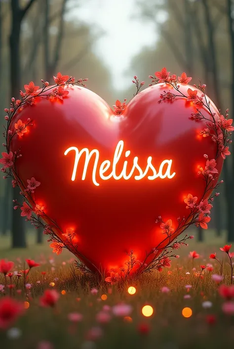 A giant heart with Melissa written on it