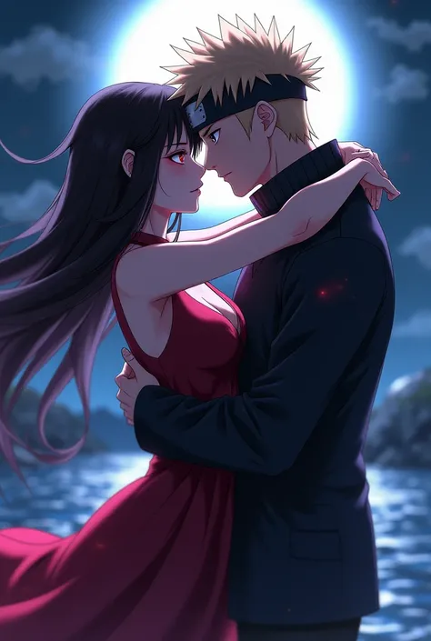 Akame de Akame Ga Kill kissing Naruto