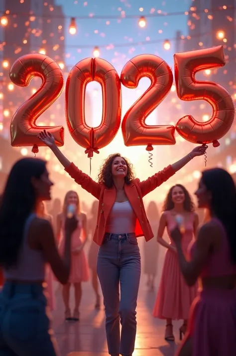 Welcoming 2025, The

216

!

years 2025 are written with balloons, and the person is celebrating New Year 2025 joyfully with a festive atmosphere with real white hot girls, make it smooth and dont give too much movement to the main photo photo