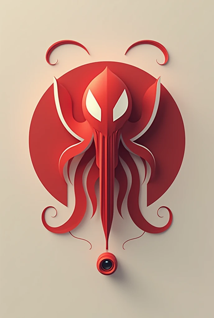 Kraken logo and camera de surveillance logi in red and white يكةن بسيط ومبدعا