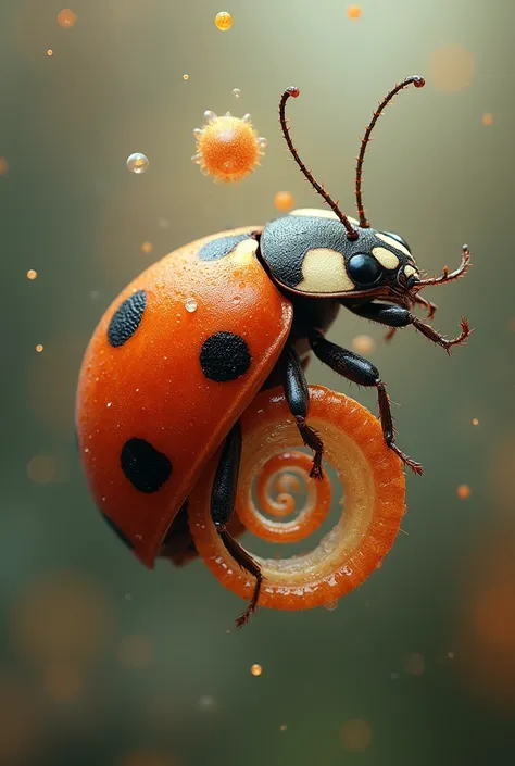 Une coccinelle transformée en delicates spirales