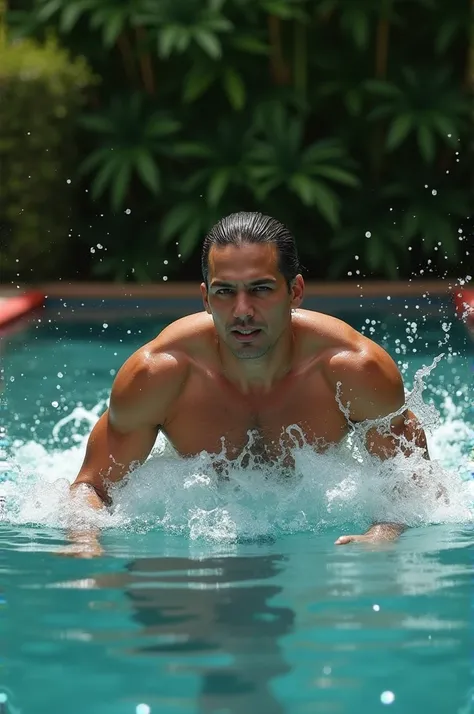 Benito Juárez Mexican liberator swimming in a pool