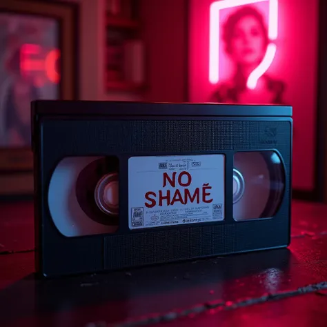 1:1 Album cover featuring a Sexy 1980s Pornographic Adult VHS cassette and cover art entitled "No Shame"
