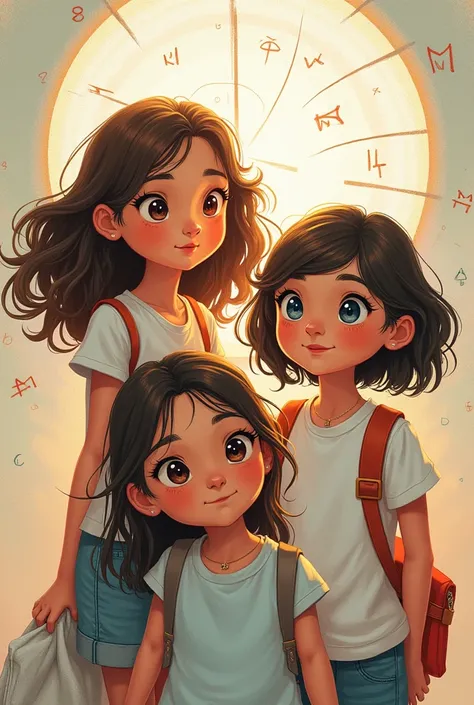 A cover of a mathematical story with 3 girls 