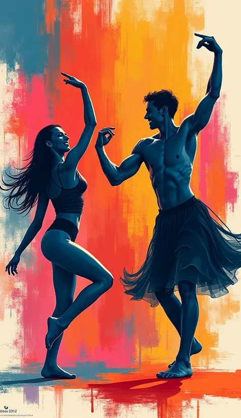 Vibrant brightly colored poster to celebrate 19 dance events in 2024