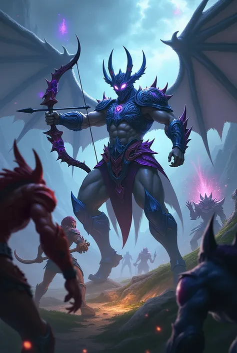 I want to create an image of Varus from League of Legends fighting in the rift