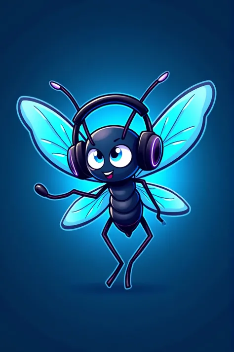 Make a logo for a channel with the name Mosquito Net on YouTube And the colors are blue and the mosquito in the logo must have a gamer headset in your ear