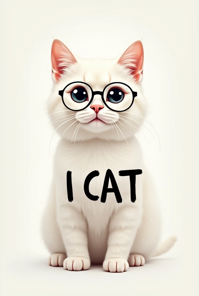 I want a cat. Which color will be white! The glasses will be wearing! Will be written L cat font.