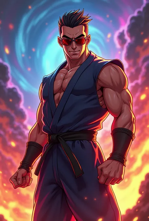 Generate Johnny Cage from Mortal Kombat in the Dragon Ball Super style