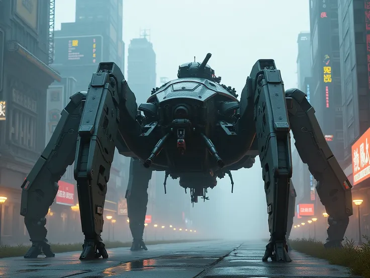 Full-body,spider-shaped tank with futuristic firearms