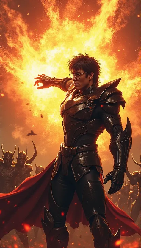 Homenaje a Saint Seiya un chico nerd destruye una legión demoniaca.