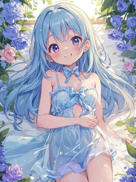  best quality , masterpiece,  Complete anatomy, High Resolution ,   Details,  Very Beautiful Detailed Body , Hikari Detsugu,  blush, smile,transparency,  lean forward、for 胸を伝説にしっかりと押し当てて&#39;Knee., Looking for , Alone, yellow dress, Pink Pants, Small chest...