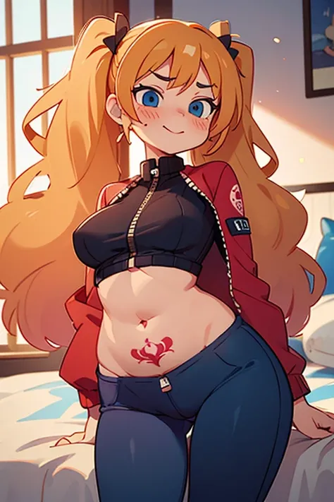  masterpiece, 4k,  Detailed , extreme  Detailed ,  High Definition ,  cowboy girl shot ,  blond hair , parts, long curly red hair, belly button, belly button shown, ,  medium breasts, small neckline, sexy stomach,  exposed legs , slim waist, small frame, r...