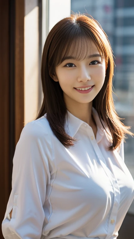  1 girl, (I'm wearing a business blouse:1.2),  beautiful Japanese actress,
( RAW photos ,  best quality ), ( realistic,  photorealistic :1.4), Masterpiece, 
 so delicate and beautiful,  very detailed, 2k wallpaper, wonderful, 
finely,  very detailed CG Uni...