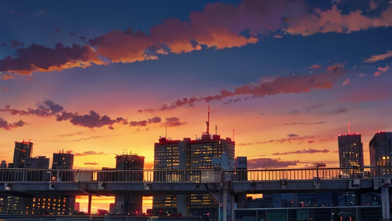 sunset、Cityscape、Makoto Shinkai