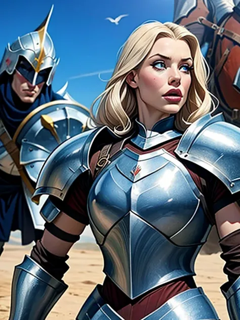  a close up of a person wearing armor and a sword, Girl in knight armor, Female Knight,  Dove Cameron wearing a knight's armor , picture of Female Paladin, pale blue armor , of a beautiful Female Knight, beautiful Female Knight, female fantasy paladin, Fem...