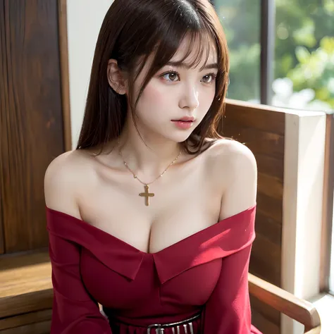  body、Full body Esbian、leaning forward, Very small waist、(very big breasts:1.3)、plump thighs、natural skin、Extra-fine face、 extra thin hands, Very thin fingers, Best ratio、Surreal, ((cute dress、Exposing too much skin、off shoulder、The length is short and the...