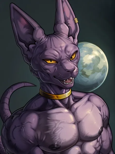 
(( , by buta99, by SpiritD, , top quality,  masterpiece,  perfect anatomy ,  detailed picture )), 1man, adult, purple skins , yellow sclera,  narrow black eyes ,  detailed face ,  detailed eyes, , ,  cat tail, naked  ,  detailed specifications , .(  cat ,...