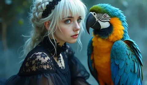 Harmony Between Woman and Large Macaw