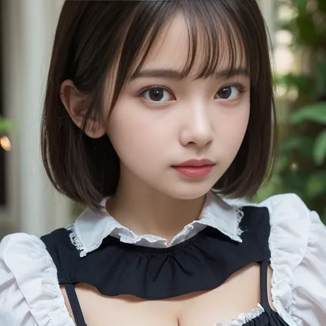 Masterpiece,  best quality ,  illustration,  ultra detail ,  Finely Details,  high resolution, 8k wallpaper,  perfect dynamic configuration ,   A beautiful eye in every detail , first round,  maid clothes,  frill mini skirt , (Black Hair 1.2),  Short Bob, ...