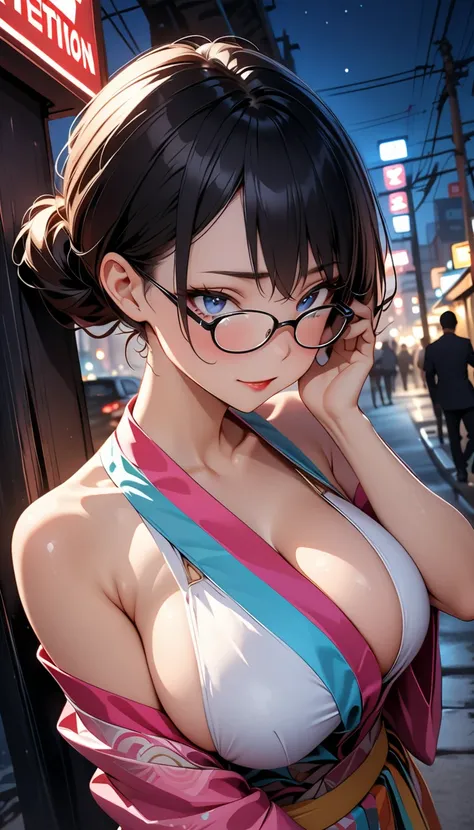 ((masterpiece)),  best quality ,  SUPER DETAILS,  high resolution,  extremely detailed CG integrated 8K wallpaper, HQ_HDR, ( dynamic angle ), (((wear glasses))), ( sexy attractive female teacher with big breasts getting reactions in a seductive bikini), ((...