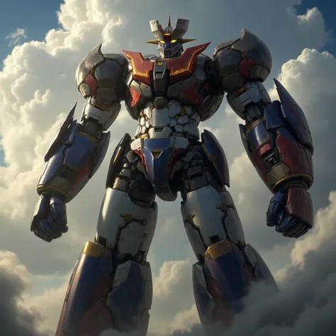  私の目teeth輝き、巨大なMazinger Z, Full of power,  Towering like a mountain ,  」teeth、 is an 800-meter-tall giant standing in front . god々 Shining cumulonimbus clouds shine  　Thick arms　  thick legs　I don't know if it's a god or a demon, The overwhelming and power...