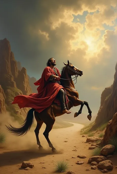 apostle paul falling off his horse oil painted image