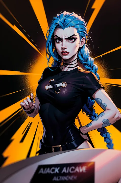 Cinematic t-shirt art, Estilo de pintura. azarar, Acane, angry in dynamic pose. altamente detalhado, rosto detalhado, intrincado, comic, vivid colors. Black background with cinematic graphite.