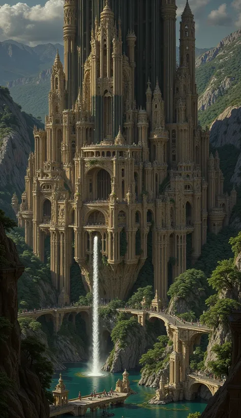 Laputa　waterfall　Castle in the Sky　Ancient Gardens 　 Ancient Atlantis　Mysterious　 Fantastic　 crystals　HUGE ANCIENT CITY 　lake　forest　tower　 FILE FANTASY