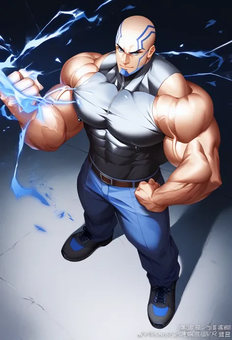 full body shot、height: 175 centimeters、Weight: 200kg、 Body fat is 2 ％、Age 25、  25 year old bodybuilder who is a hypermuscular monster  、 Un culturista de 25 años con músculos  huge s que vive en un futuro próximo 、Un hombre blanco de ascendencia del norte ...