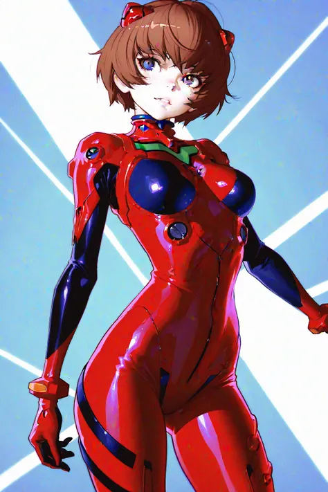 masterpiece, best quality, 1girl, skin tight plugsuit, perfect eyes, perfect face, kuvshinov, cowboy shot,style of kusujinn:1.5