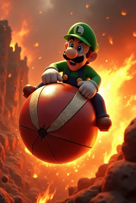 Luigi riding bullet bill threw hells fire 