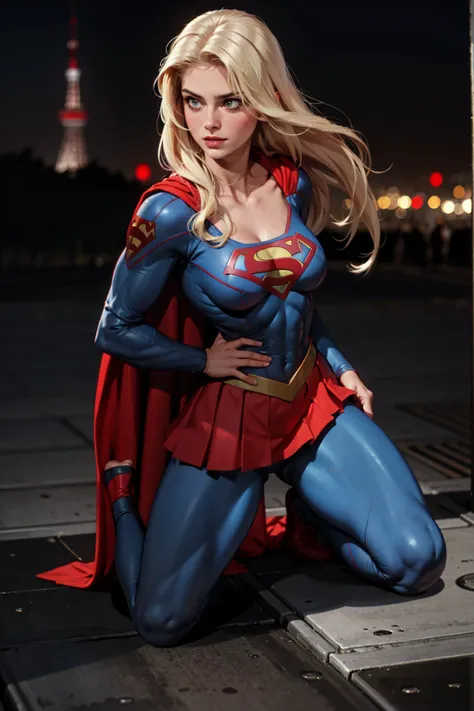 ((highest quality)), ((masterpiece)), (be familiar with), (High definition), (Realistic), (Realistic), (Best Shadow), Low contrast, (Complex:1.4), Side lighting, 8K, ((Helen Slator)), ((SUPER GIRL)), Perfect Face、Detailed、(Accurate hand and finger depictio...