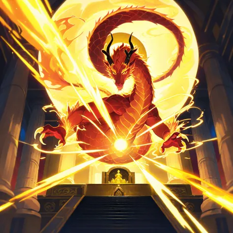 Original Dragon Temple of Truth:  Its walls are adorned with ancient inscriptions and images that portray the story of the Original Dragon.  The air is imbued with a mystical energy , and a soft golden light emanates from inside the temple and the golden l...