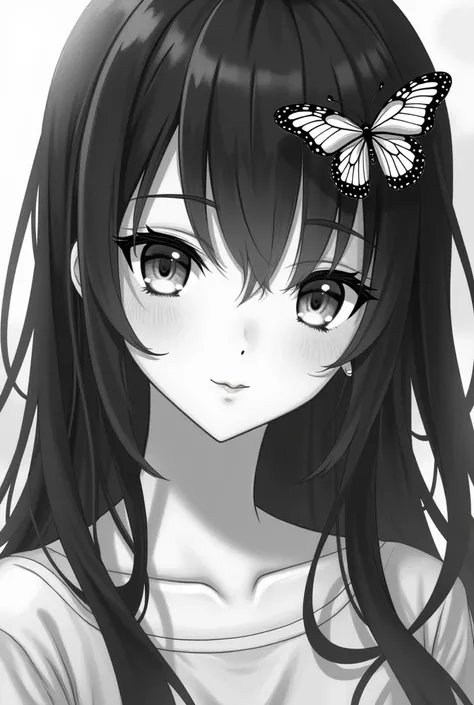 a close up of a woman with long hair and a butterfly, an anime drawing inspired by Ai Xuan, pixiv, digital art, beautiful anime art, beautiful anime artwork, anime art, anime artwork, anime character; full body art, high quality anime art, black art, anime...