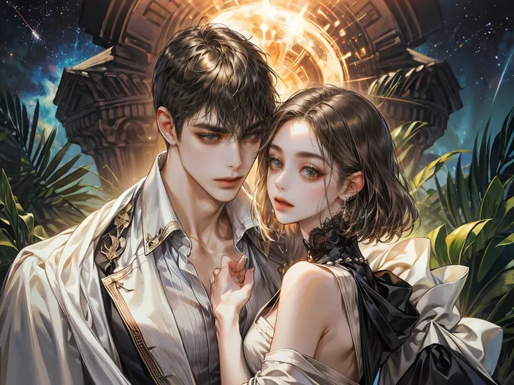 ผู้ชายhandsome, Black hair, , sharp eyes, White skin,   sharp HD ,  supernatural anime, Brilliant shadows ,  high-definition face , Painting, (absurdres,  high resolution ,  Detailed Details), (  adult , ความเป็น adult , Aging ,  tall man , Broad shoulders...