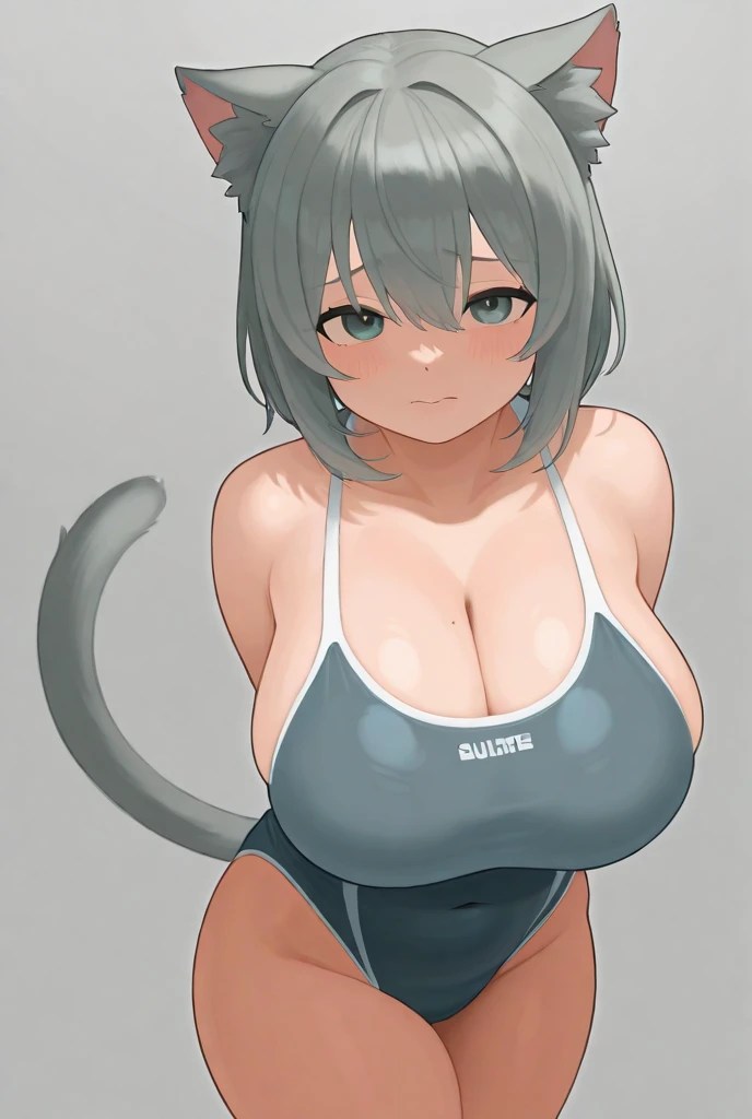 catgirl boobs 500000000（Big little ） Grey-haired anime-colored expression in swimsuit