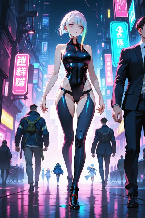 lucy kushinada, cyberpunk edgerunners, walking, futuristic dress