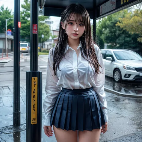 (masterpiece, top-quality, super A-resolution), (full-body photo), ((very cute 18-year-old girl)), Japanese teen idol, Japanese woman, beautiful woman, high school girl, very cute face, glossy lips, double eyelids, natural makeup, long eyelashes, shiny and...