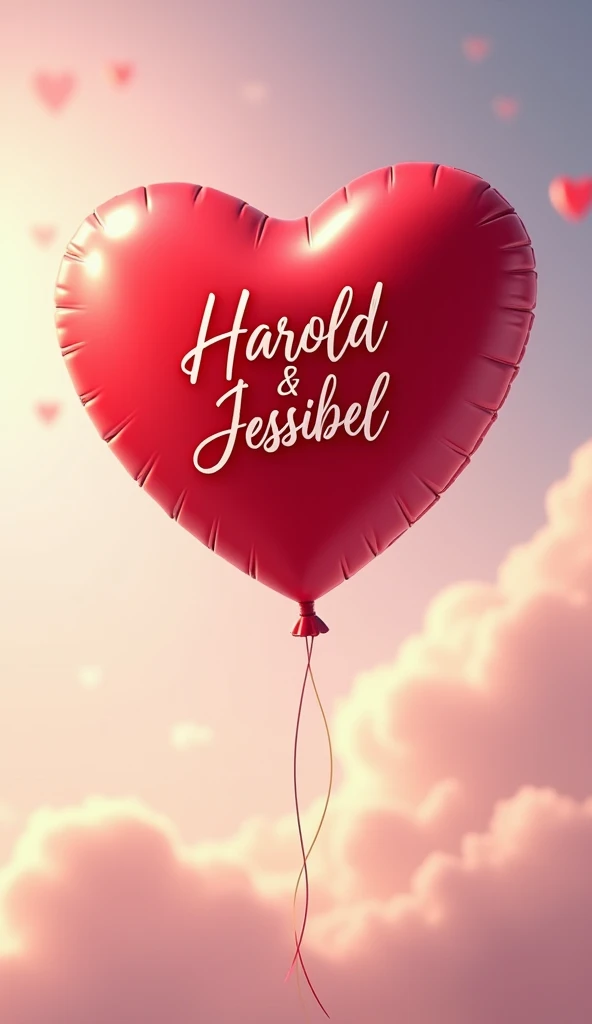 Red Heart balloon with the Name Harold and Jessibel 